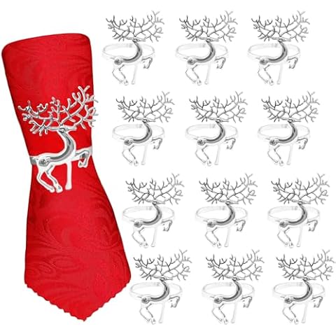 12 PCS Elk Deer Christmas Napkin Rings Cover