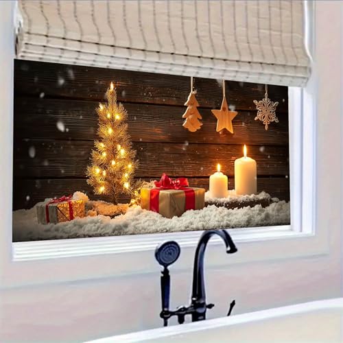 Vinilo para ventana con árbol navideño y decoración miniatura 5