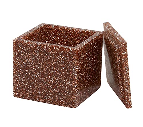 Luminous Cotton Ball Holder, Sparkling Rhinestones in Resin, Durable, Non-Porous, For Luxury Bathroom Décor Accessories, Topaz, 3.5