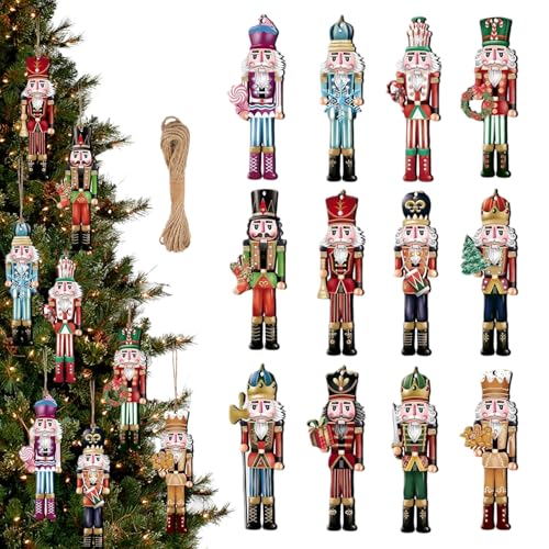 Youery Weihnachtsbaum Anhänger aus Holz, 12 Teilig Niedliche...