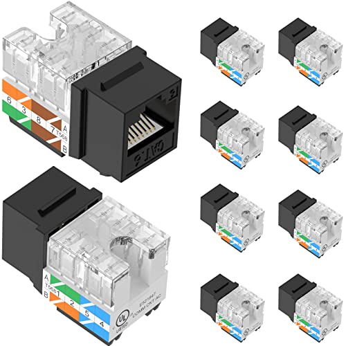 VCELINK Cat6 RJ45 Keystone Jack UL-Listed 10-Pack, Slim