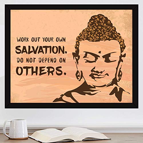 Image of Chaka Chaundh - buddha quotes wall frames - Buddha frame with quotes for home & office - inspirational Motivational Gautam - (14 X 11 Inches) (buddha - Brown - single - framed - poster)