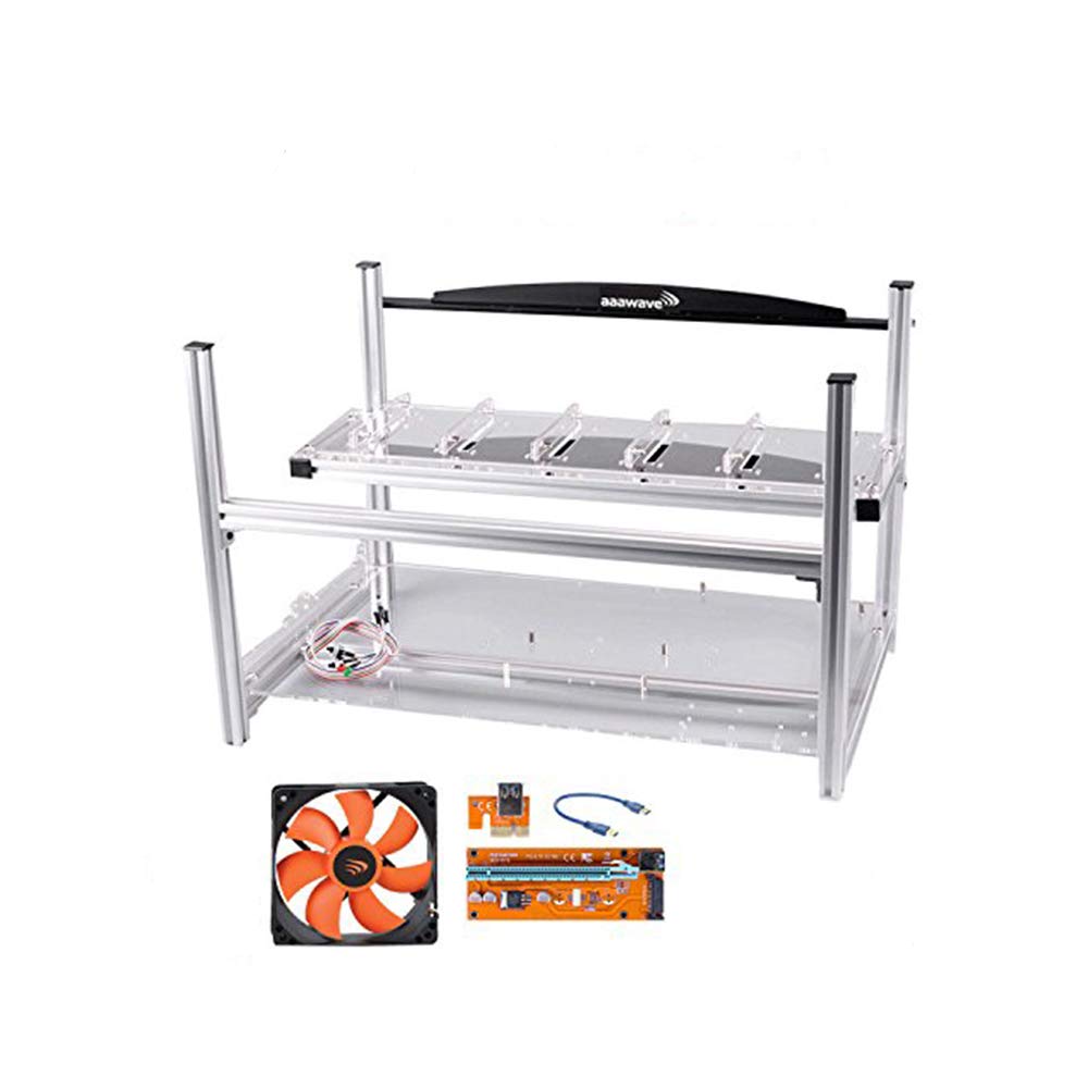 6 GPU Mining Case + 4X AAAwave 2100 RPM Fan + 6 x PCI Riser