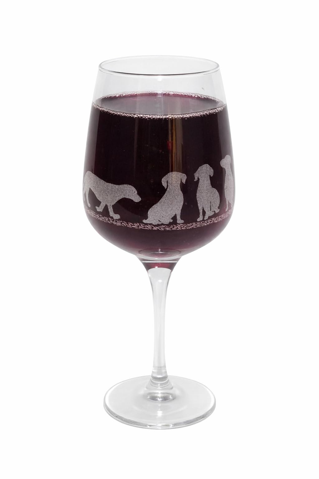 Short HAIRED Dachshund Engraved Stemmed Wine Glass