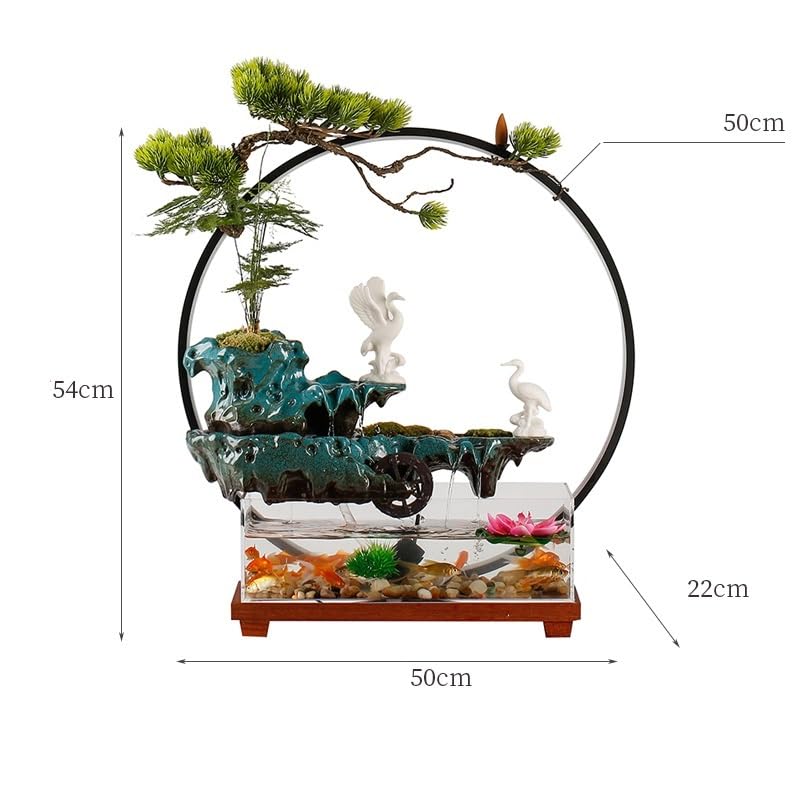 Fuente Decorativa de jardín, Fuente de Agua con Cascada, de cerámica, con iluminación LED, Quemador de Incienso, Feng Shui Zen, decoración para salón, Dormitorio, Oficina