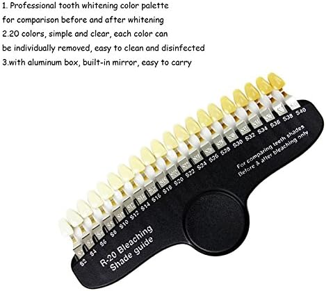NSKI 20 Colors Dental Whitening 3D Shade Guide Color Comparator with Mirror for Professional Cold Light Tooth Whitening Material