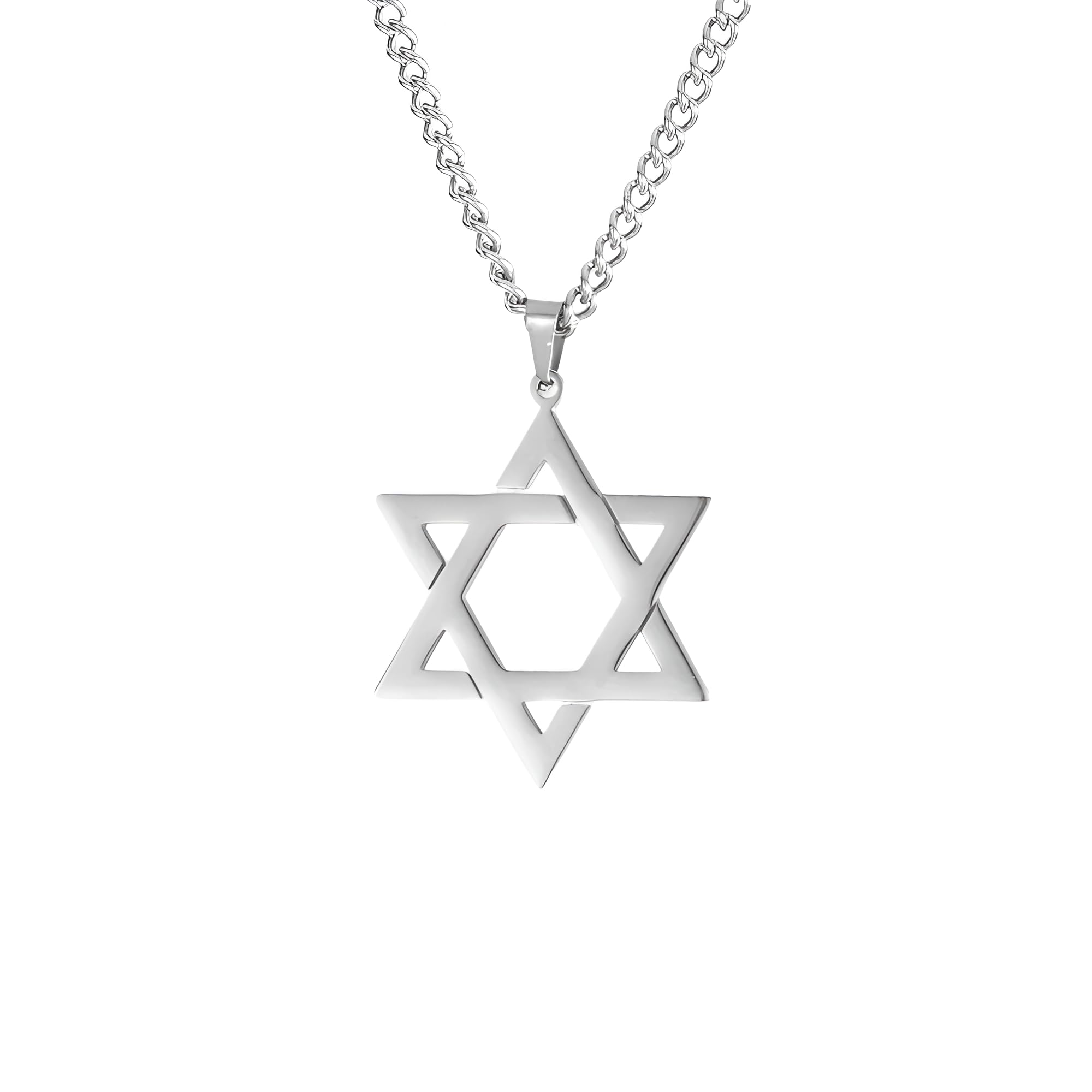 QHQQXN Collana con stella di David per donne e uomini, ciondolo stella di David in argento sterling 925 con catena a doppio strato esagramma, collana con stella ebraica da donna, collana con stella di