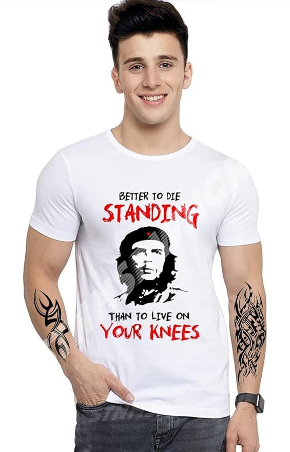 Men's Regular Fit Round Neck White Half Sleeve | The Guerrilla Leader Che Guevara Fan | Printed Design T-Shirt-picture-32