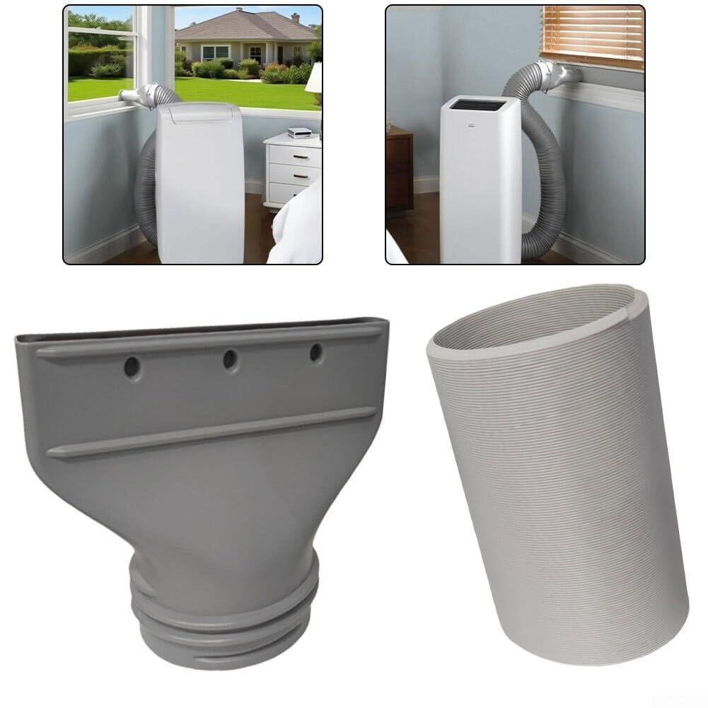 Set tubo di scarico e adattatore piatto per condizionatori, cappe e asciugatrici, kit di condotti di sfiato flessibili da 150 mm con connettore, grigio