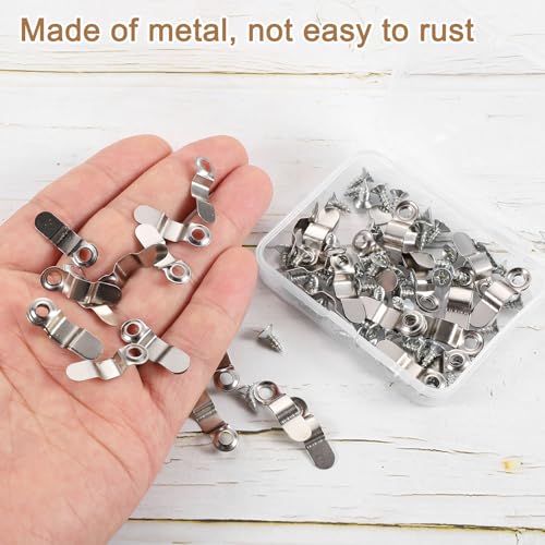 Image of uxcell 100Pcs Picture Frame Turn Button, Frame Backing Fasteners with 100Pcs Screws, Frame Hardware Clips for Hanging Pictures Photos Posters, Silver