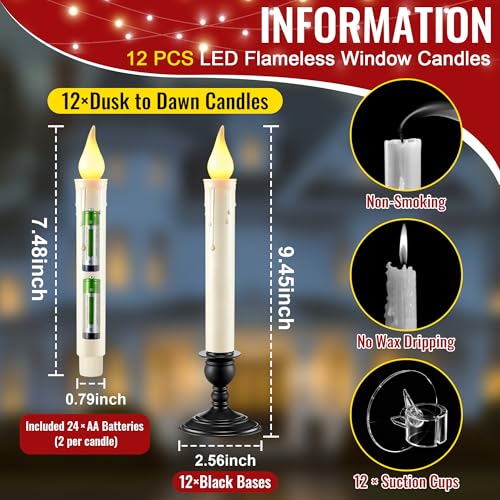 Candelabros led cónicos marfil de alta gama juego de 12 velas automáticas con base negra de diseño 2