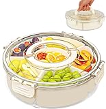 【Scatola per Snack Girevole con Scomparti e Coperchio Trasparente】Il coperchio trasparente della scatola per snack compartimentata è dotato di una comoda maniglia. Il coperchio trasparente consente di vedere chiaramente il cibo all'interno, rendendo più facile controllare la loro freschezza. Grazie al nostro innovativo design di rotazione a 360°, tutti possono accedere facilmente ai propri snack preferiti senza dover far circolare la scatola.