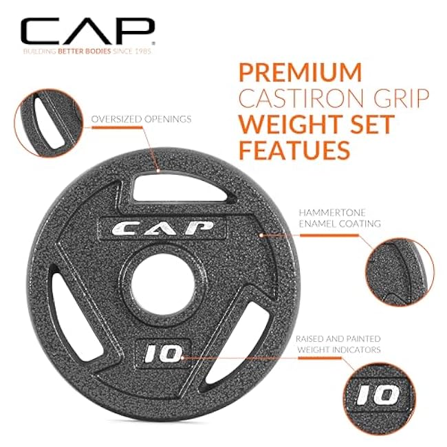 CAP Barbell 2-Inch Olympic Cast Iron Plate Weight Set | 75-285 lbs | Multiple Options