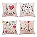 HOUMEL Pack de 4 Coussin décoratif Couvre Tour Eiffel Pillowcases Coussin carré Couverture Coton Lin Throw Couvre Oreiller Home Décor Sofa Voiture Chambre 18x18 Pouces 45x45cm 114