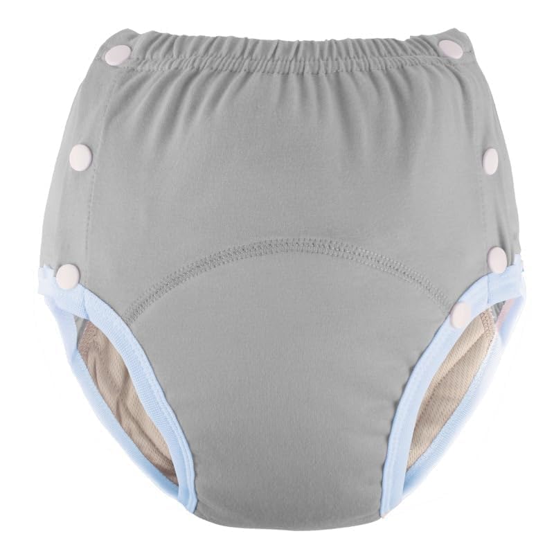 Cotton Incontinence Pants for Adults: Washable, Breathable, Adjustable Leak-Proof Underwear for Elderly (Gray, M)