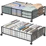 Hleelomi Under Bed Storage with Wheels, 360° Rotating, No-Assembly Underbed Storage Containers, 2PACK