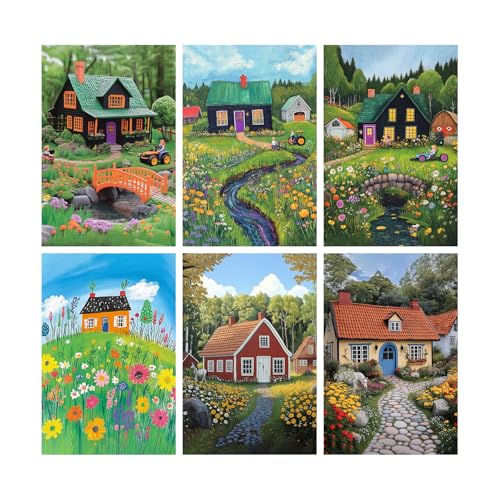 Image of SiddArtify Cottagecore Wall Art Prints Set - Whimsical Farmhouse Poster Decor for Living Room Bedroom - 12x18 inch Sticker Pack of 6