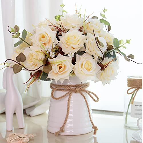 Yiliyajia RBW-1 Table Centerpieces Dinning Fake Flowers In Vase Ceramics,Artificial Flowers,Halloween Faux Silk Rose Arrangements Bouquets Kitchen Room thumb #3