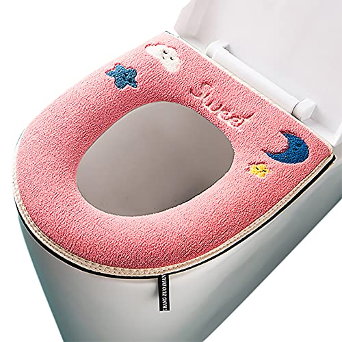 便座カバー 便座シート O型 U型 V型便座対応 洗浄暖房型兼用 ズレない 防寒 伸縮性 防臭 厚手 洗える ふんわり 通用型 トイレシートカバー ピンク