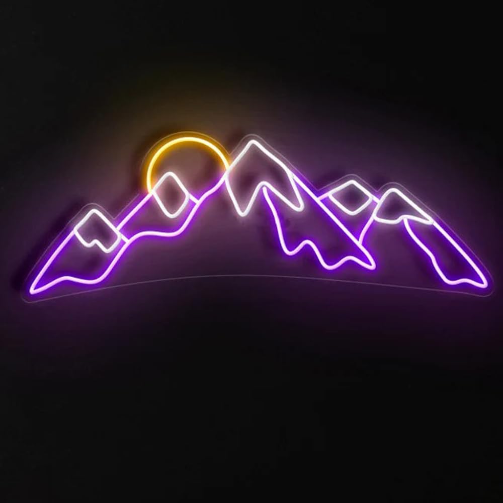 Ulalaza LED Sign Sunset Neon Signs Waves Led Home Wall Decorative Lights Sunrise Night Lamps Mountains Decoration Light USB Brightness Adjustable