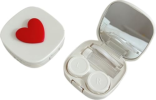 Lindo estuche para lentes de contacto (cuadrado y corazón) para viajes y hogar Kit de herramientas de extracción de lentes de corazón colorido con
