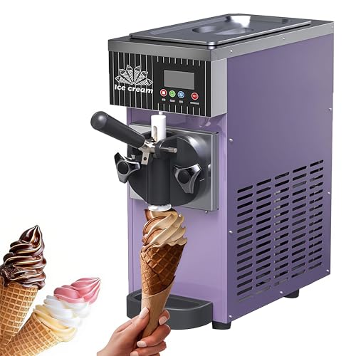 Profesional Heladera Soft Serve,Rendimiento De 7,5 L/H, 450 W, MáQuina De Helados De Mostrador De Un Solo Sabor, Panel Led, Preenfriamiento AutomáTico, para Restaurantes Y Bares. Purple