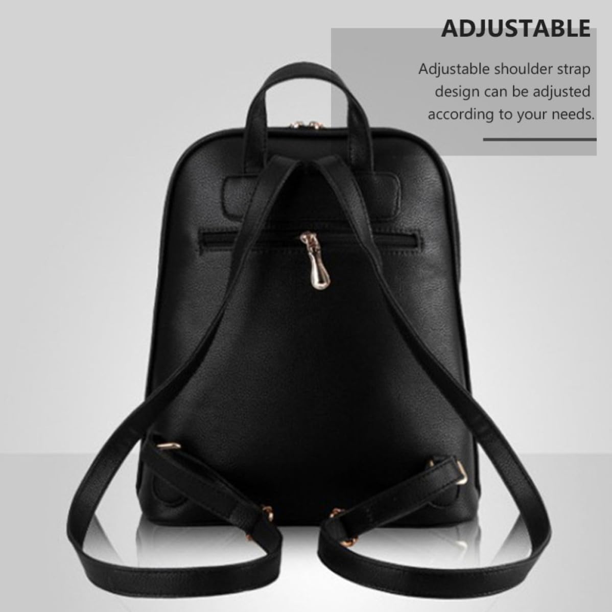 Artibetter Mochila de Mujer, Bolso Mochila Casual de PU Negro, Correa Ajustable al Hombro, Portátil, para Estudiantes y Mujeres, Cierre Suave