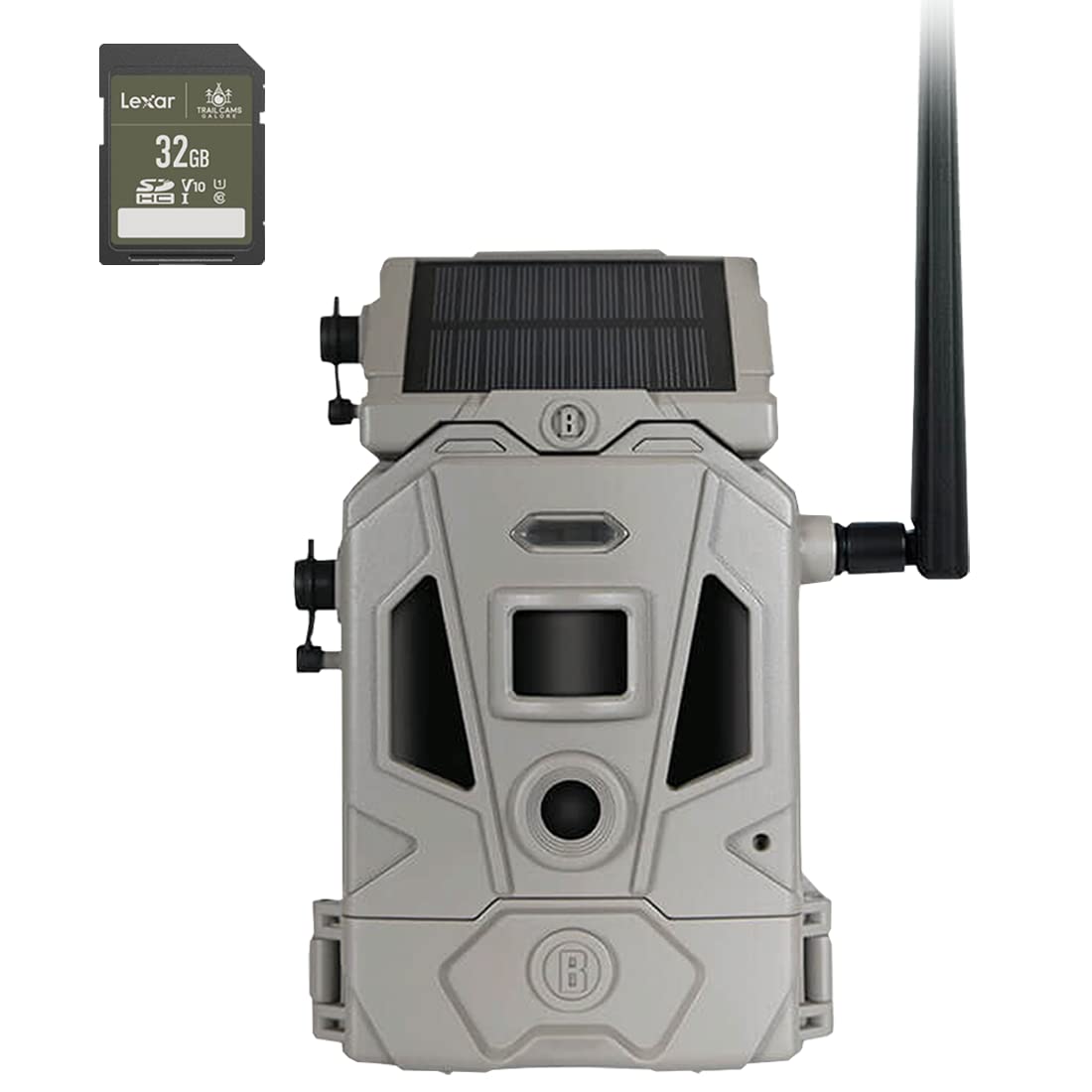 Bushnell CelluCORE 20 Solar Trail Camera, Low Glow Hunting Game Camera with Detachable Solar Panel + Lexar 32GB SD Card
