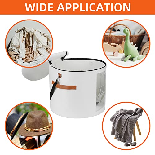Large Hat Storage Box 19'' Hat Box For Large Hats, Hat Boxes For Women Storage Large Round Hat Boxes For Men Foldable Storage Box With Lid Felt Stuffed Animal Toy Storage Bin With Lid, White #TOP6
