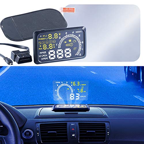 Lescars OBD Display: Head-up-Display HUD-55C für OBD2-Anschluss (Tachoanzeige auf Windschutzscheibe)