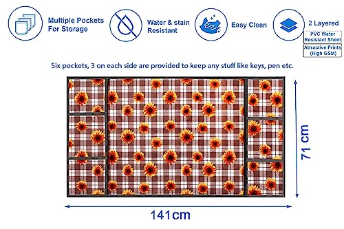 Image of Stylista Refridgerator top Cover Suitable for Samsung RS76CG8003S9HL, 653 Liter Fridge, Dimension (WXD) 71x141 CM, Gingham Floral Pattern Coffee