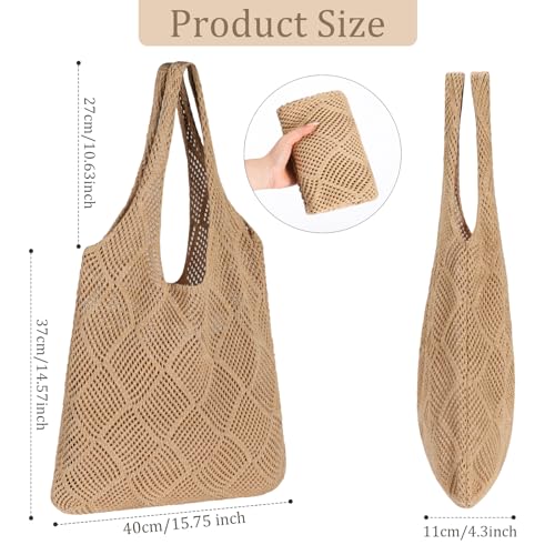 Sightor Crochet Tote Bag, Mesh Beach Bag Knit Summer Hobo Bag Vacation Boho Tote Bag for Women2