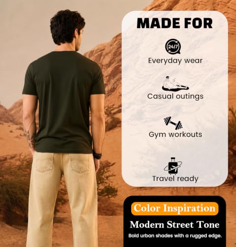 Image of Sleepynuts Men's Everyday Wear Crew Neck Regular Fit T-Shirt | Half Sleeve Solid Plain Casual T-Shirt for Men | Soft Breathable Fabric |