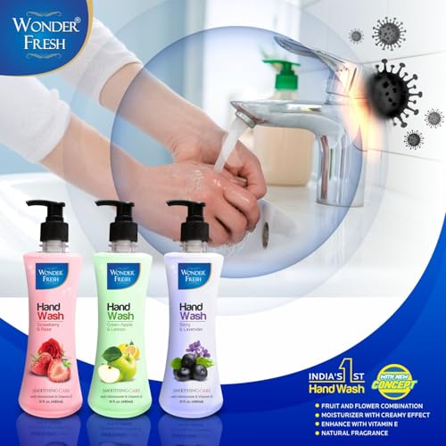 Image of Handwash Liquid Soap | 450ML Pack of 3 | Soothing Berry & Lavender Fragrance | Foaming Germ Defence Formula | Soft on Hands Moisturizing Soap | Hand Wash Dispenser Bottles