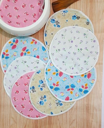 Image of Roti Cloth Wrap Rumal Set of 1pair (2 Pieces)(Top+Bottam), Chapati cover in Round Style Traditional Kitchen Napkin (Color Print May vary) Keep Roti-Chapati Fresh(Pack Of 1)