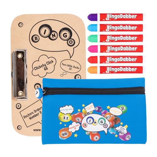 6 dabbers de bingo evelay rechargeables encre anti-goutte avec sac loto et planche à clip