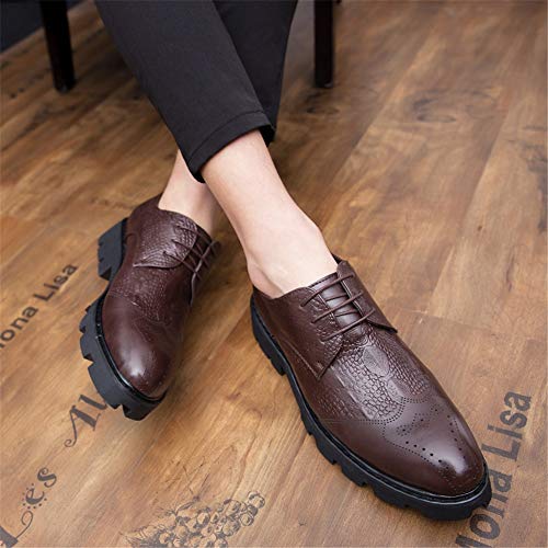 Men's Formal Wedding Brogue Oxfords for Men Lace-up Dress Loafer Shoes Crocodile Emboss Synthetic Leather Rubber Sole Block Heel3