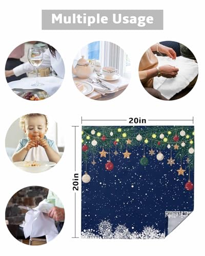 Servilletas de Tela Azules Navideñas Set x4 20x20 pulg miniatura 7