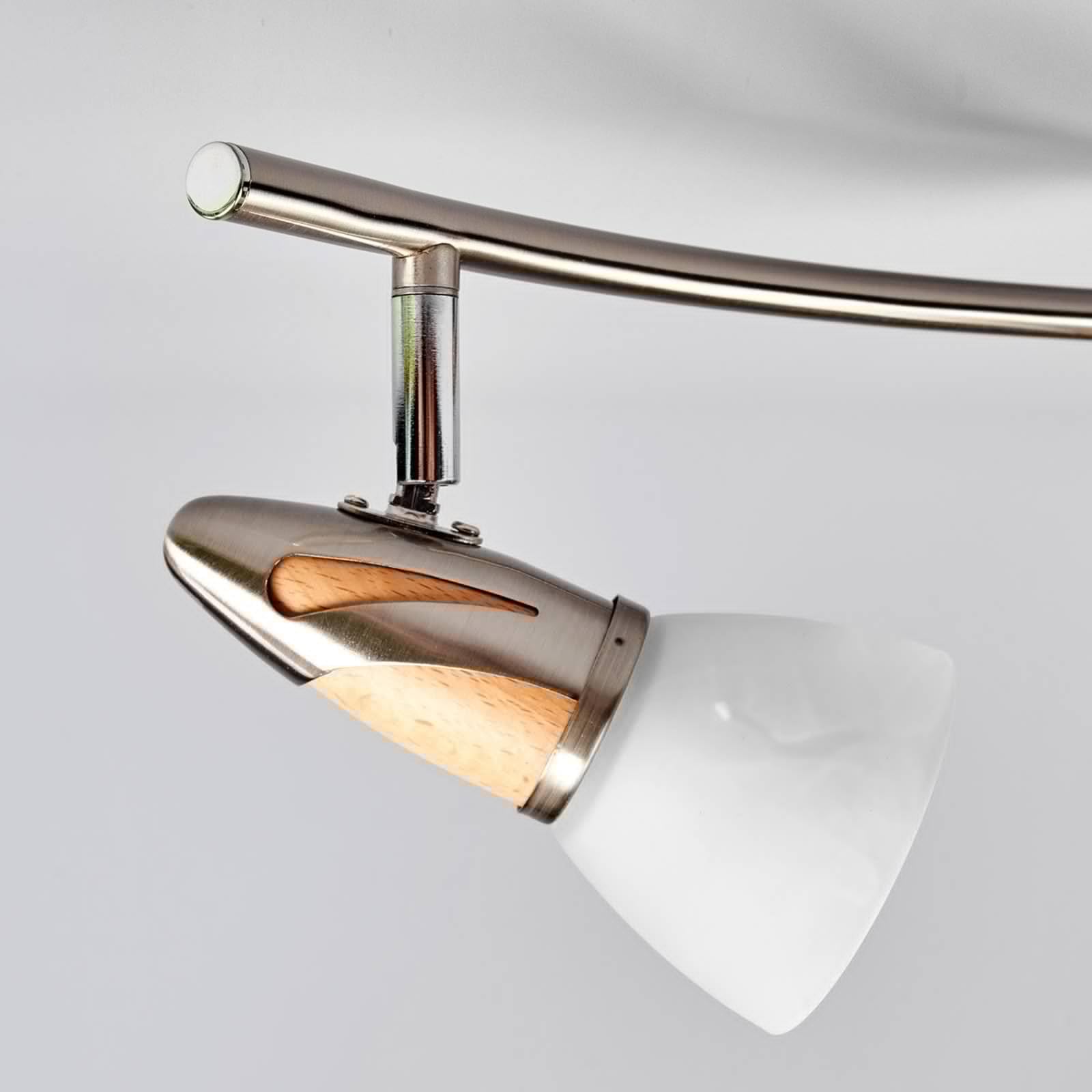 Lindby Deckenlampe Glas, Metall Holz Deckenstrahler drehbar und schwenkbar Deckenleuchte 4x E14 max. 7W ohne Leuchtmittel Lampe Wohnzimmer Küchenlampe