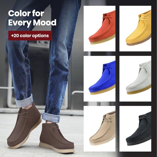 Image of Amali Casual Chukka Boots for Men, High-Top, Lace Up Suede Men's Shoes, Desert Boots with Crepe Rubber Sole