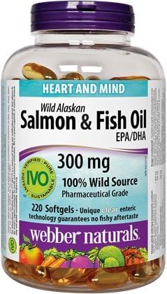 Webber Naturals Wild Alaskan Salmon & Fish Oil 300 mg EPA/DHA · 300 mg EPA/DHA, 220 softgels