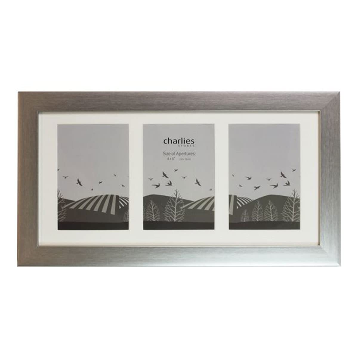 Charlies Silver Effect Modern 3 Aperture Picture Frame