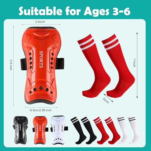 XHDMY Kids Soccer Shin Guards and Socks Youth Football Shin Protective Pads for Ages 6-8-10 Toddler Boys Girls