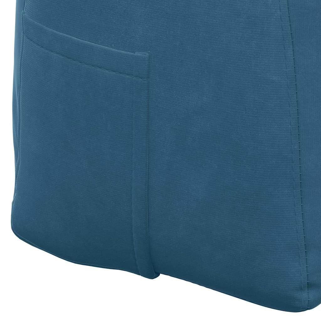 Rückenkissen Blau 140x24x50 cm Samt Lesekissen für Bett und Sofa - Ergonomisches Keilkissen Groß mit Seitentasche - Weiches Sofakissen Samtkissen Dekokissen für Wohnzimmer Schlafzimmer