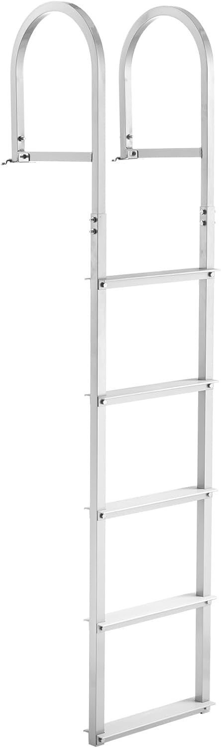 VEVOR Removable Dock Ladder 5 Steps, 500Lbs Load Capacity Pontoon Boat Ladder, Aluminum Swim Ladder with Nonslip Design for Lake, Marine Boarding, Pool