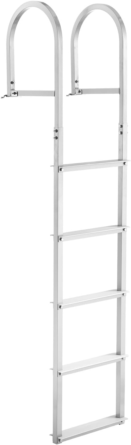 VEVOR Removable Dock Ladder 5 Steps, 500Lbs Load Capacity Pontoon Boat Ladder, Aluminum Swim Ladder with Nonslip Design for Lake, Marine Boarding, Pool