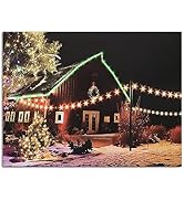 BANBERRY DESIGNS LED Canvas Print Red Barn with Christmas Lights - Color Changing - Snowy Lighted...