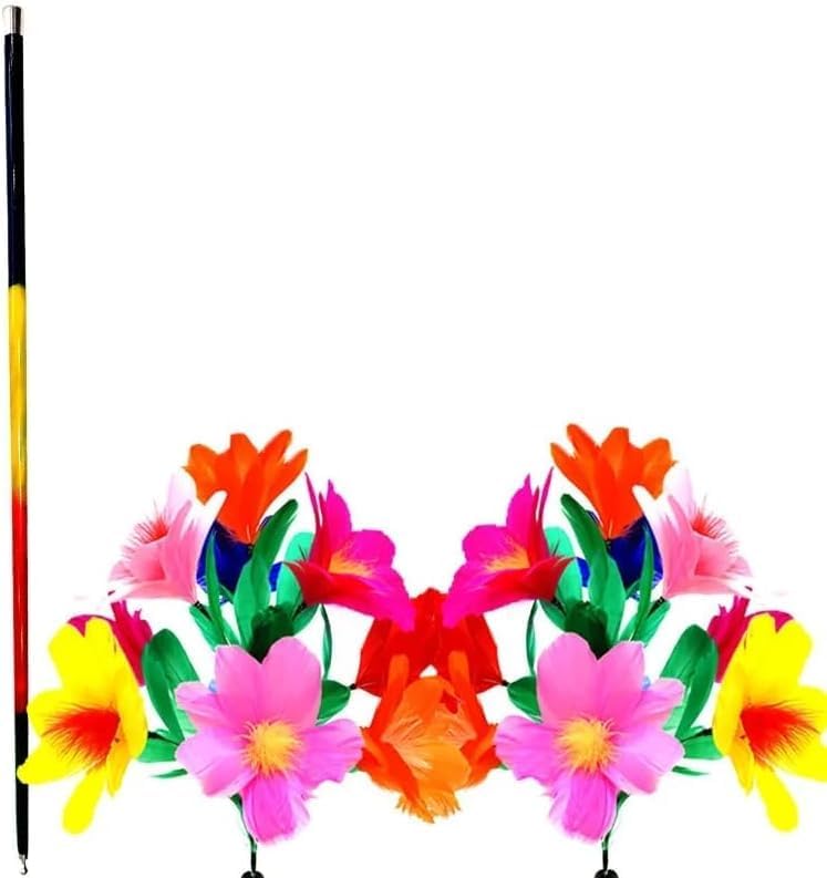 Deluxe Cane to Two Bouquets (Version 2) Magic Tricks Metal Cane Vanishes to Feather Flower Production Magic Stage Gimmicks Props for Magicians