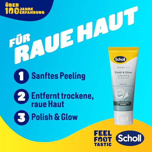 Scholl EXPERTCARE Anti-Hornhaut Pflegepeeling – Fußpflege für trockene Haut & Hornhaut – 1 x 75ml - abwaschbare Formel mit natürlichem Bimsstein - Hautverträglichkeit dermatologisch bestätigt