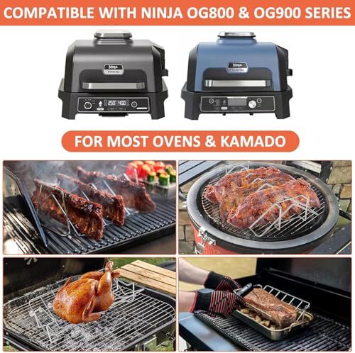 Rejilla Aletas para Ninja Woodfire OG900 OG800 Serie V Rack, Accesorios para Barbacoa Compatible con Ninja Barbacoa Eléctrica y Ahumador OG850EU, OG901EU - imagen 2